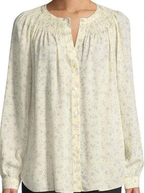 Vince Floral Silk Button Down Blouse